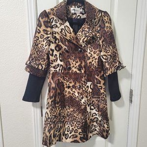 Chung Sen Jacket - Leopard Print Coat with Pockets - Size 9
